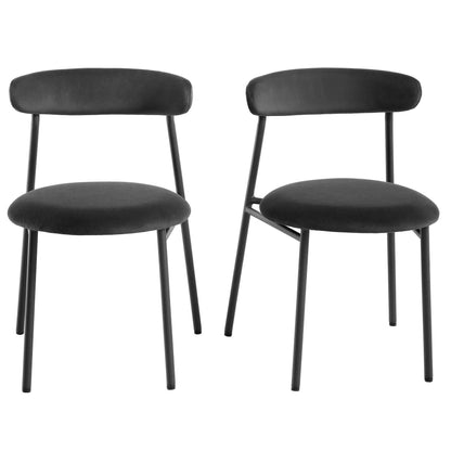Ensemble de 2 chaises de salle à manger en velours anthracite Donna
