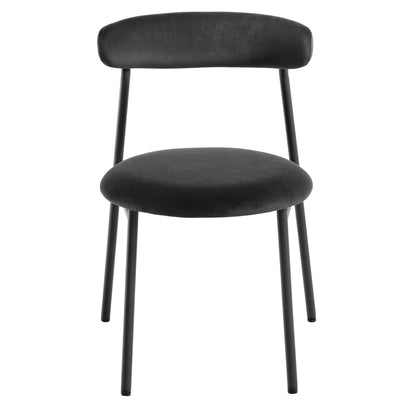 Ensemble de 2 chaises de salle à manger en velours anthracite Donna