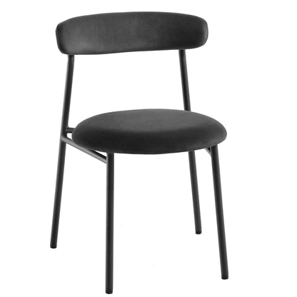 Ensemble de 2 chaises de salle à manger en velours anthracite Donna