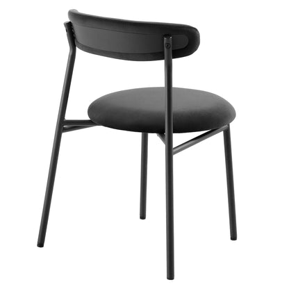 Ensemble de 2 chaises de salle à manger en velours anthracite Donna