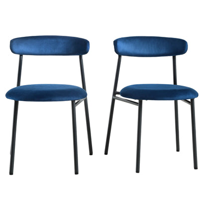 Ensemble de 2 chaises de salle à manger en velours bleu marine Donna