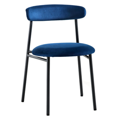 Ensemble de 2 chaises de salle à manger en velours bleu marine Donna