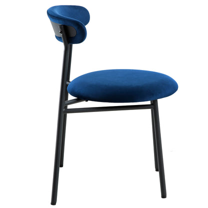 Ensemble de 2 chaises de salle à manger en velours bleu marine Donna