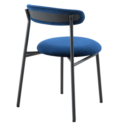 Ensemble de 2 chaises de salle à manger en velours bleu marine Donna
