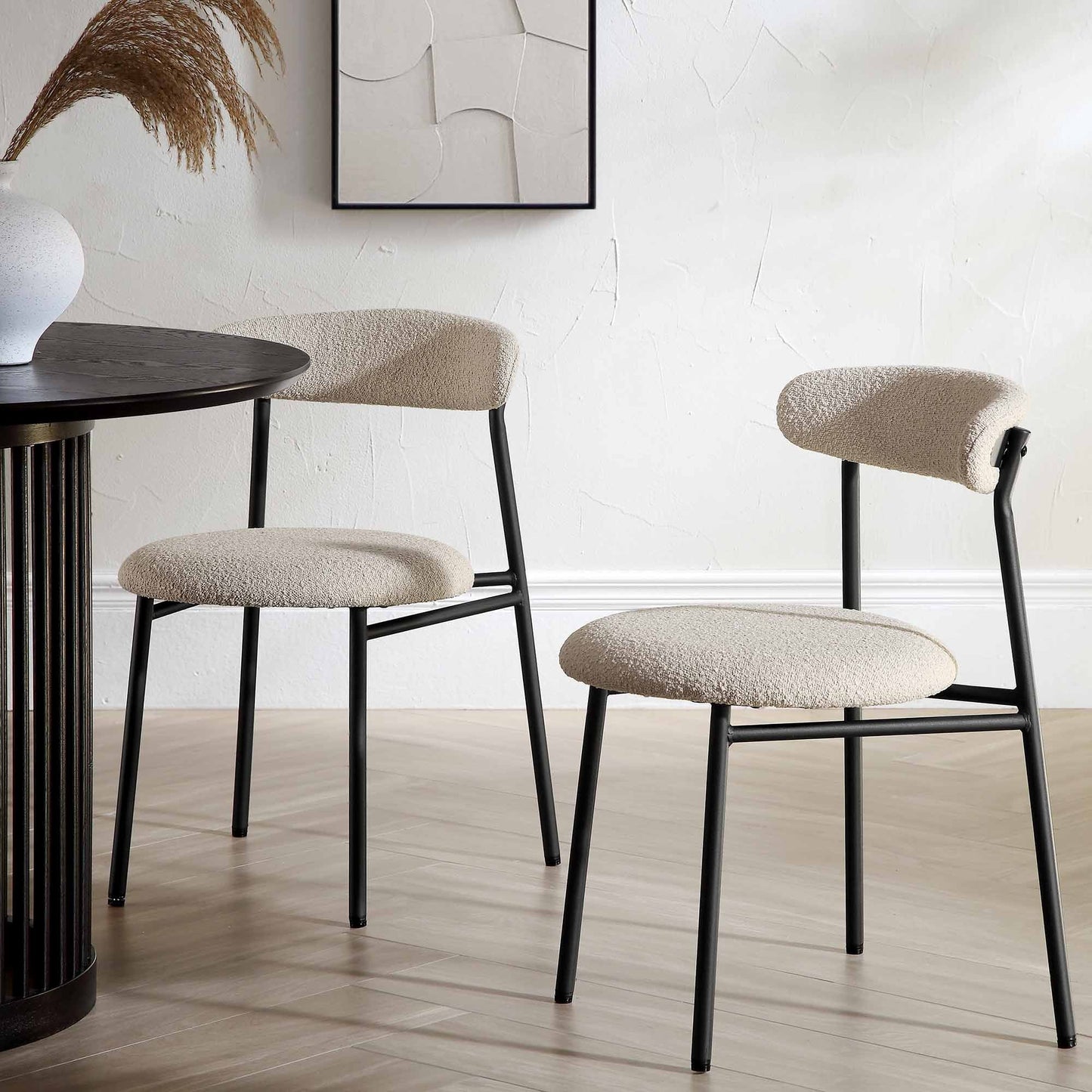 Ensemble de 2 chaises de salle à manger Donna Taupe Boucle