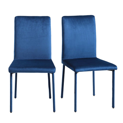 Ensemble de 2 chaises de salle à manger Fernie en velours bleu marine avec pieds rembourrés