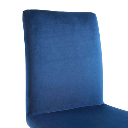 Ensemble de 2 chaises de salle à manger Fernie en velours bleu marine avec pieds rembourrés