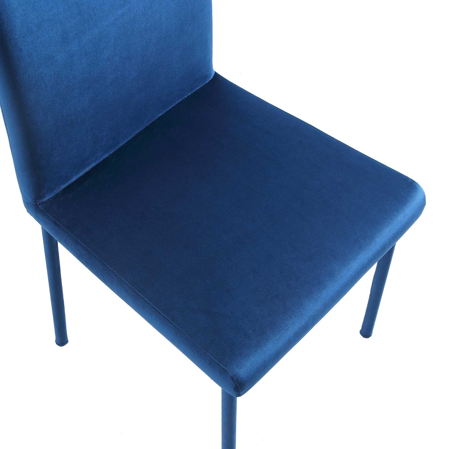 Ensemble de 2 chaises de salle à manger Fernie en velours bleu marine avec pieds rembourrés