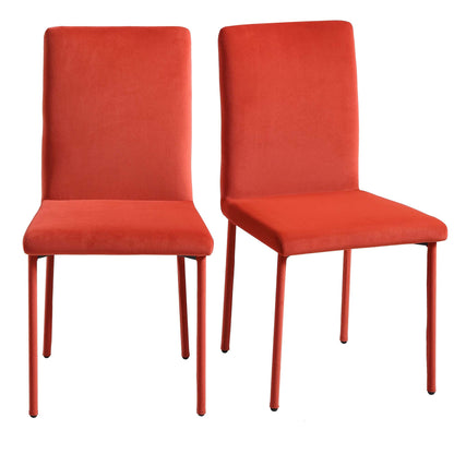 Ensemble de 2 chaises de salle à manger Fernie en velours ocre orange brûlé avec pieds rembourrés