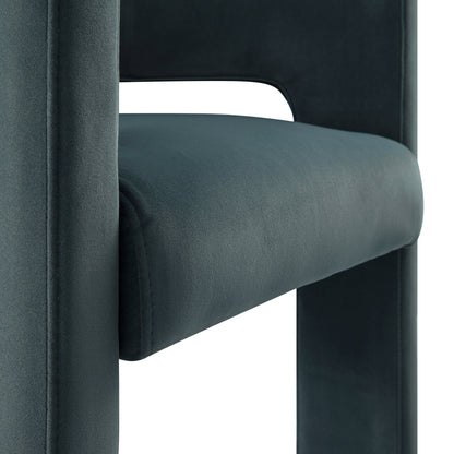 Chaise de salle à manger en velours bleu égéen Greenwich