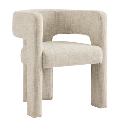 Chaise de salle à manger en tissu texturé tissé Greenwich avoine et beige