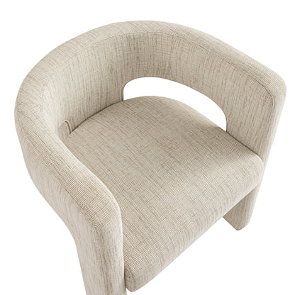 Chaise de salle à manger en tissu texturé tissé Greenwich avoine et beige