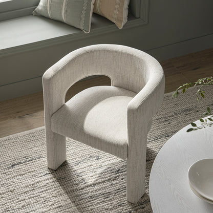 Chaise de salle à manger en tissu texturé tissé Greenwich avoine et beige