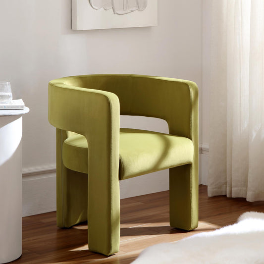 Chaise de salle à manger en velours vert olive Greenwich