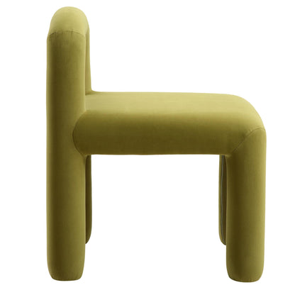 Chaise de salle à manger en velours vert olive Libby