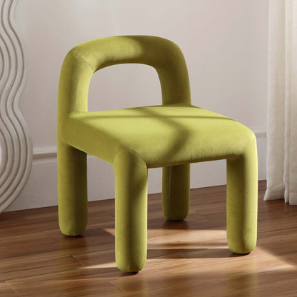 Chaise de salle à manger en velours vert olive Libby