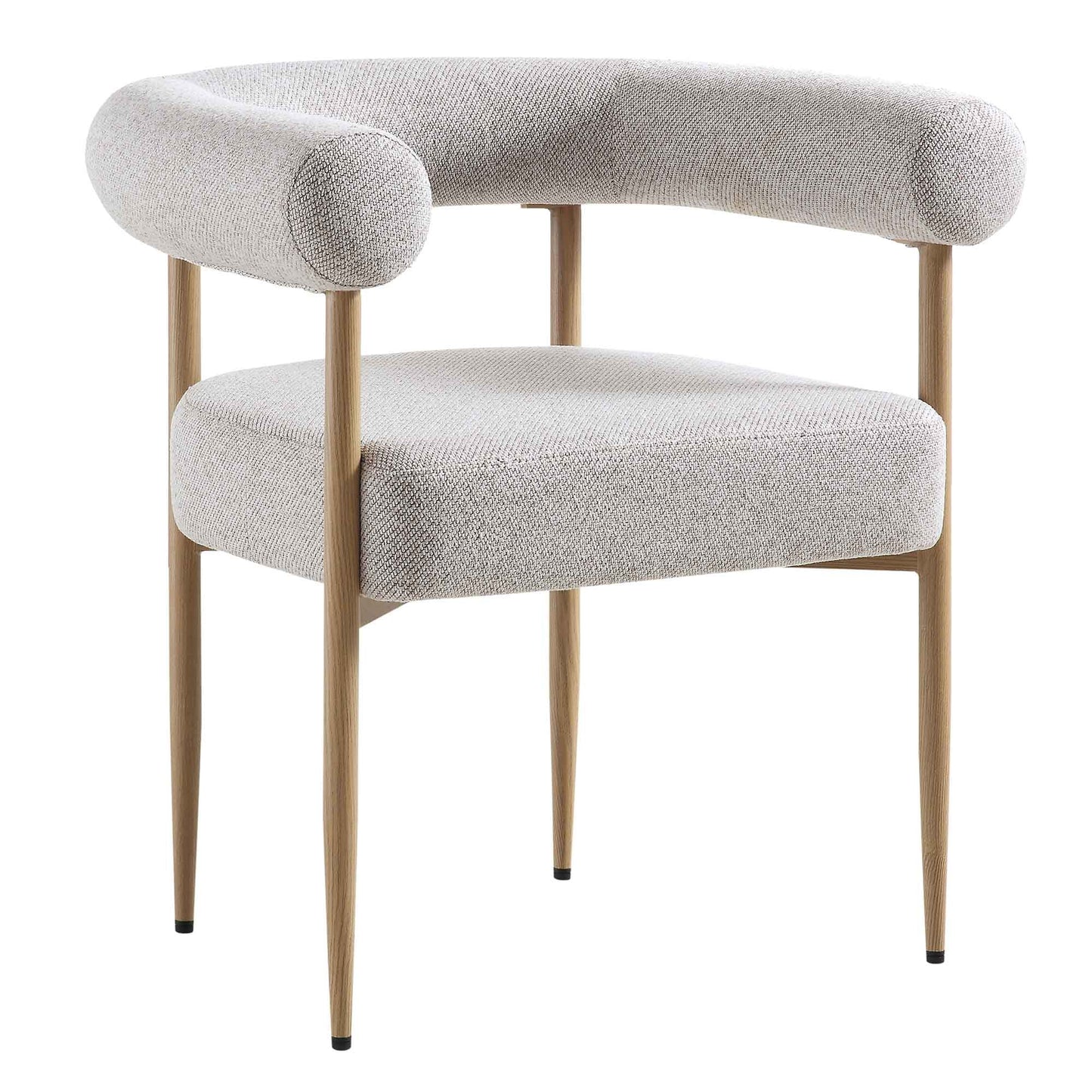 Chaise de salle à manger tissée beige Fulbourn avec pieds effet bois naturel