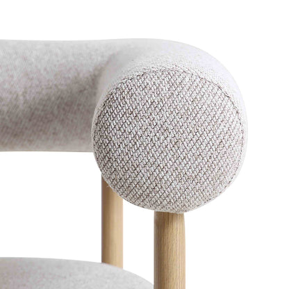 Chaise de salle à manger tissée beige Fulbourn avec pieds effet bois naturel