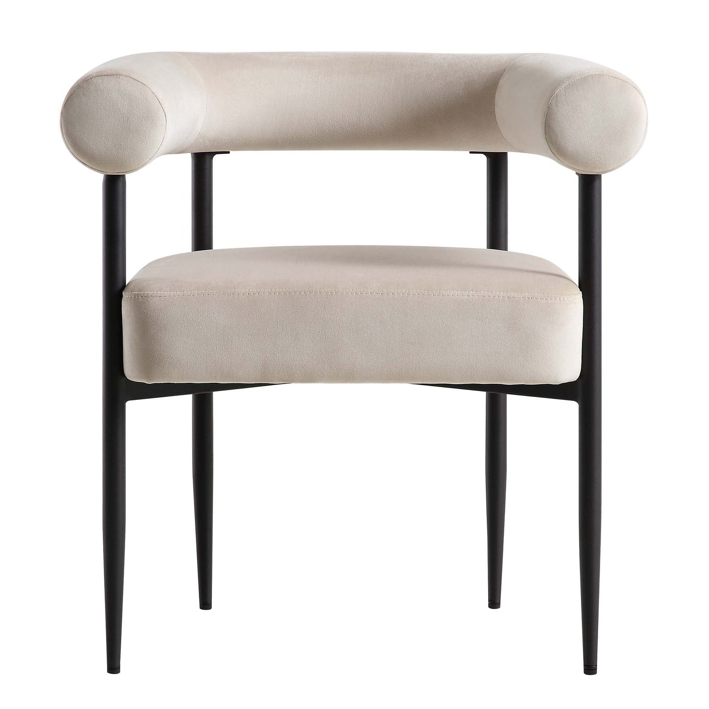 Chaise de salle à manger Fulbourn en velours champagne avec pieds noirs