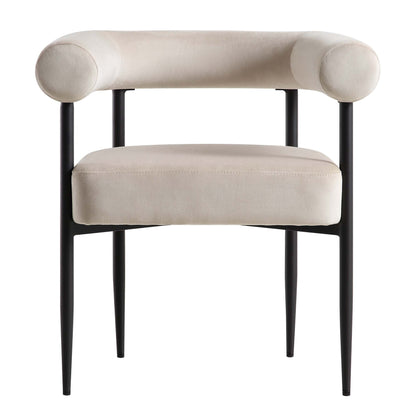 Chaise de salle à manger Fulbourn en velours champagne avec pieds noirs