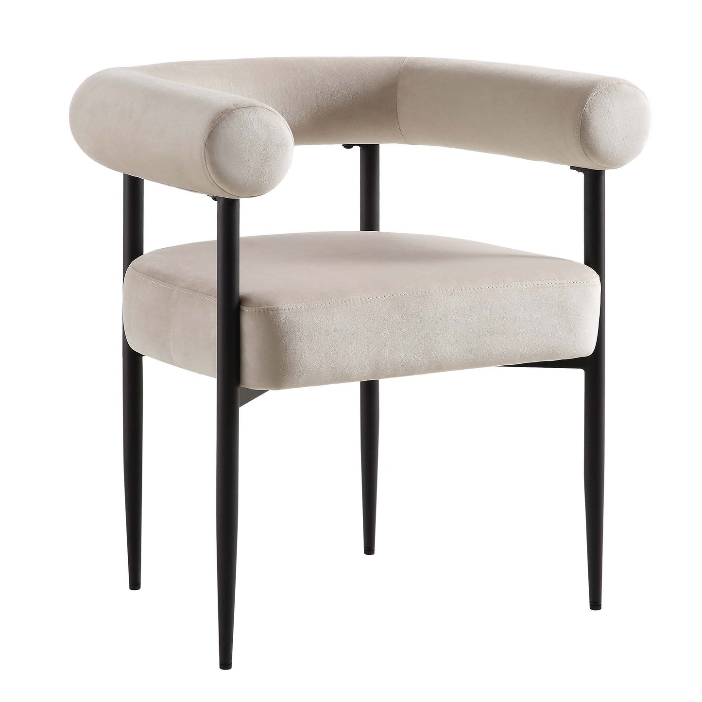 Chaise de salle à manger Fulbourn en velours champagne avec pieds noirs