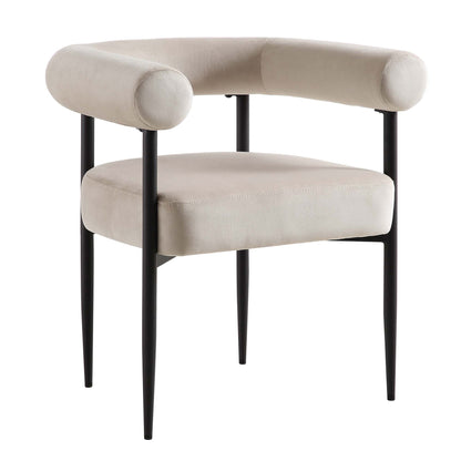 Chaise de salle à manger Fulbourn en velours champagne avec pieds noirs