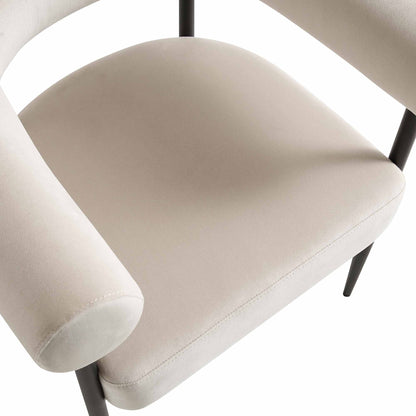 Chaise de salle à manger Fulbourn en velours champagne avec pieds noirs