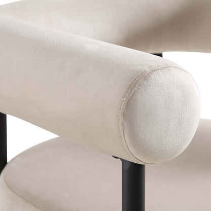 Chaise de salle à manger Fulbourn en velours champagne avec pieds noirs