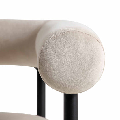 Chaise de salle à manger Fulbourn en velours champagne avec pieds noirs