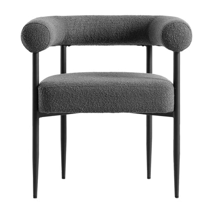Chaise de salle à manger Fulbourn en tissu boucle anthracite avec pieds en métal noir