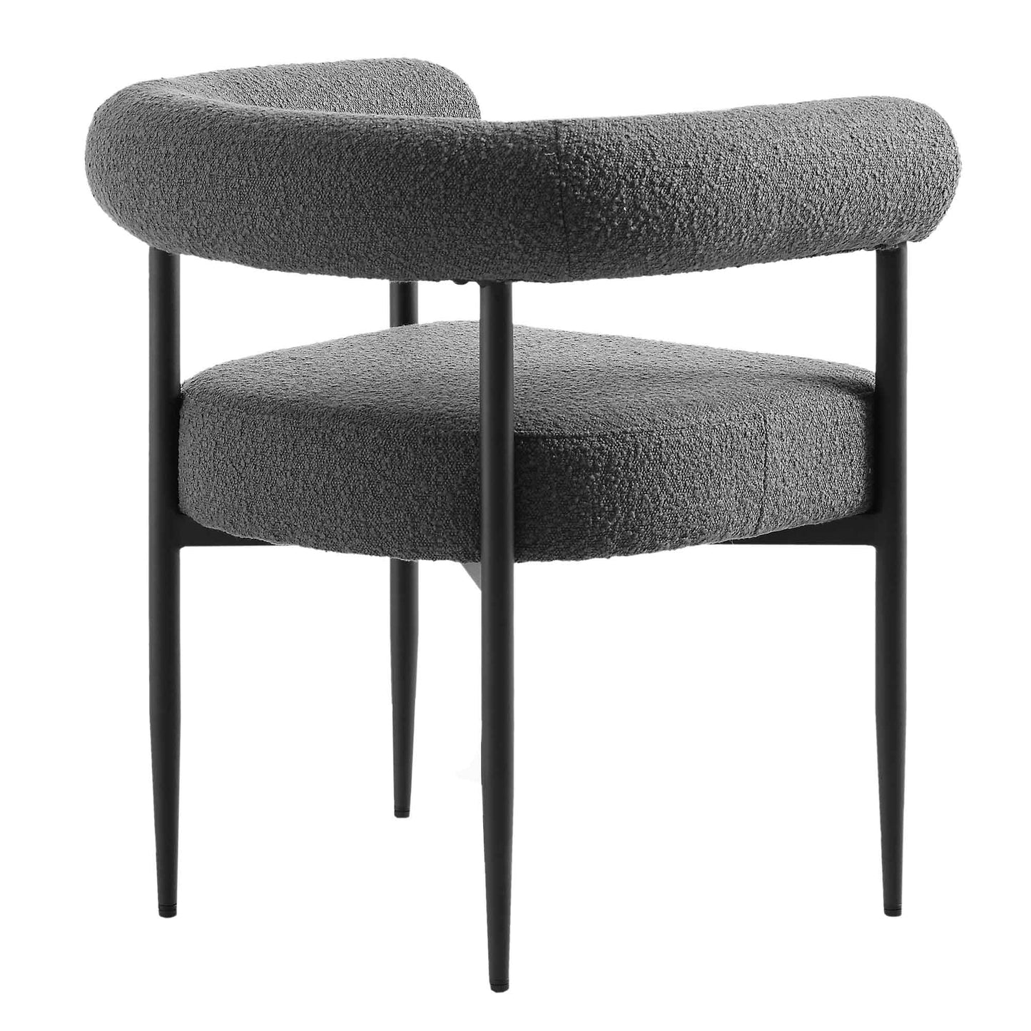 Chaise de salle à manger Fulbourn en tissu boucle anthracite avec pieds en métal noir