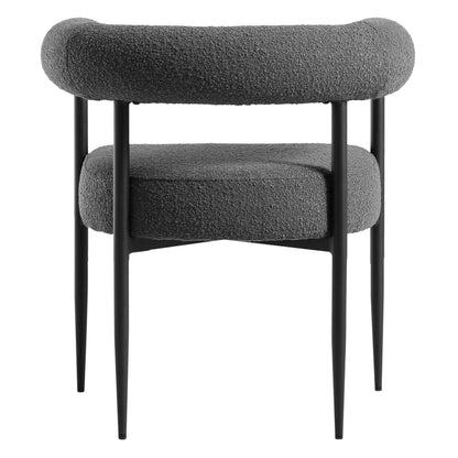 Chaise de salle à manger Fulbourn en tissu boucle anthracite avec pieds en métal noir