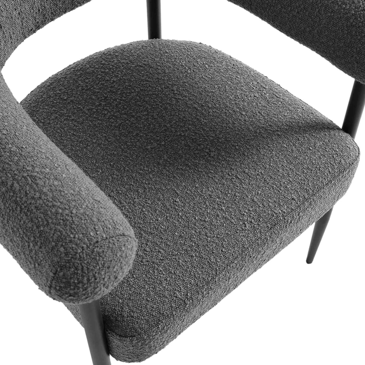 Chaise de salle à manger Fulbourn en tissu boucle anthracite avec pieds en métal noir
