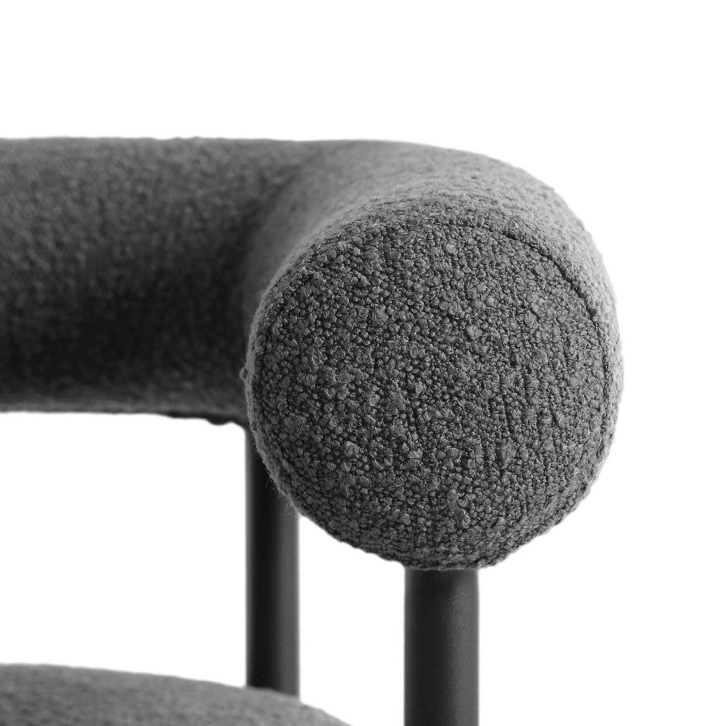 Chaise de salle à manger Fulbourn en tissu boucle anthracite avec pieds en métal noir