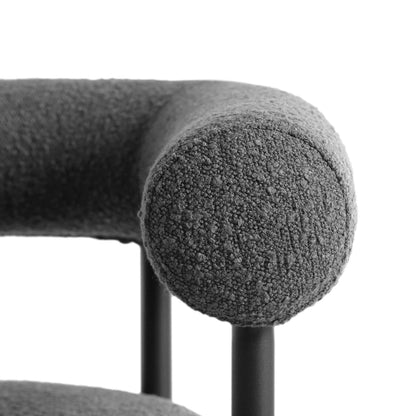 Chaise de salle à manger Fulbourn en tissu boucle anthracite avec pieds en métal noir