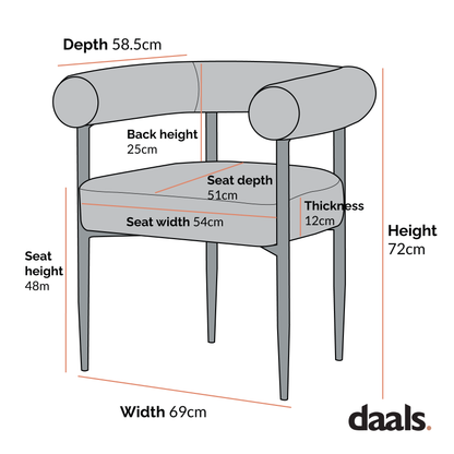 Chaise de salle à manger Fulbourn en tissu boucle anthracite avec pieds en métal noir