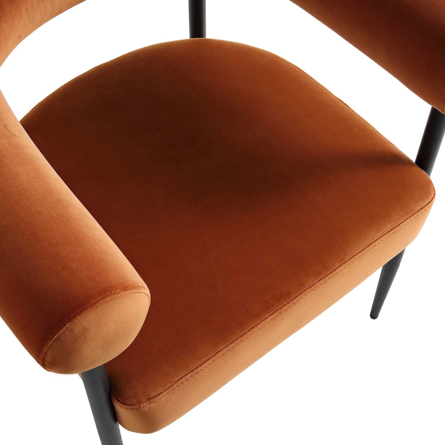 Chaise de salle à manger Fulbourn en velours rouille avec pieds noirs