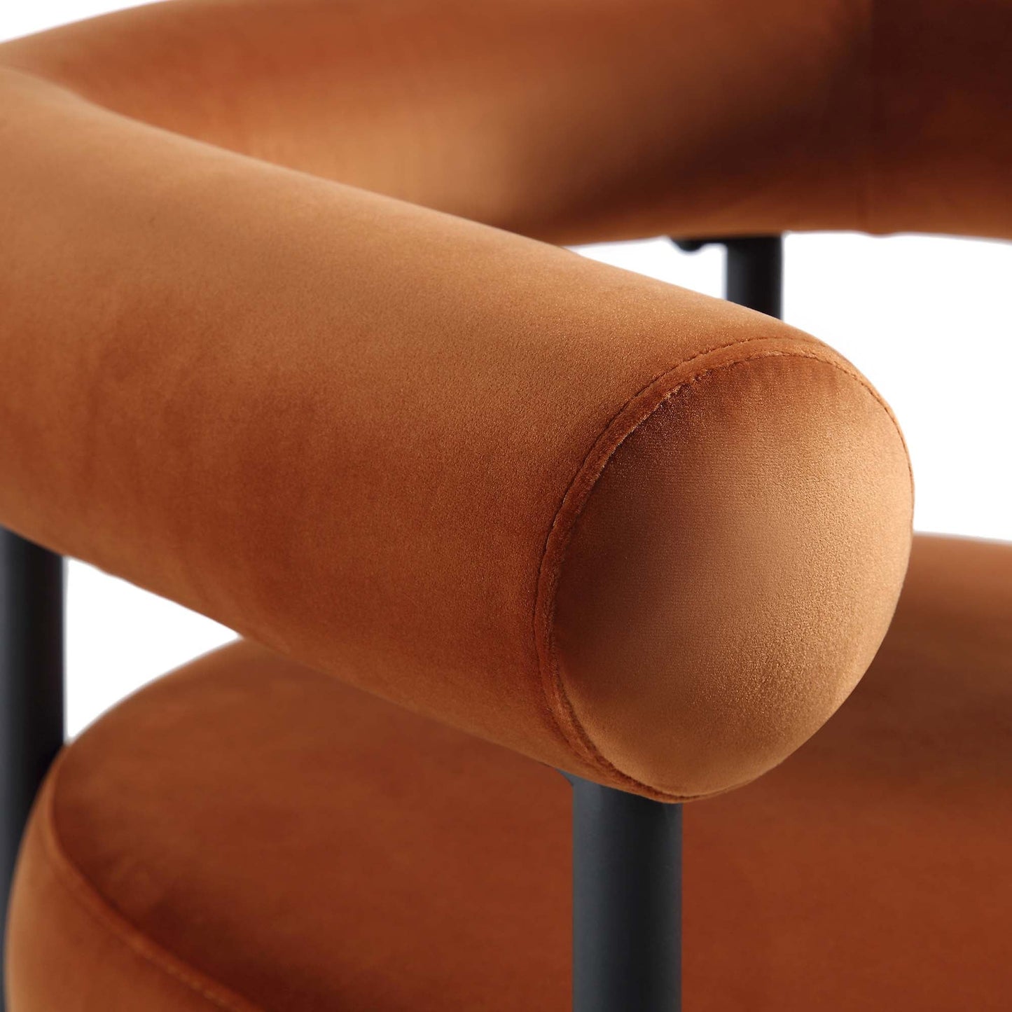 Chaise de salle à manger Fulbourn en velours rouille avec pieds noirs