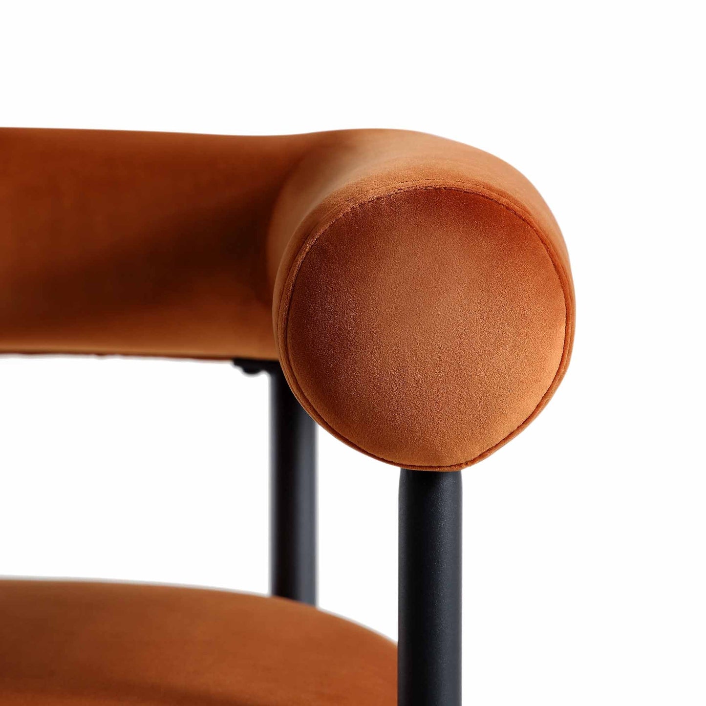 Chaise de salle à manger Fulbourn en velours rouille avec pieds noirs