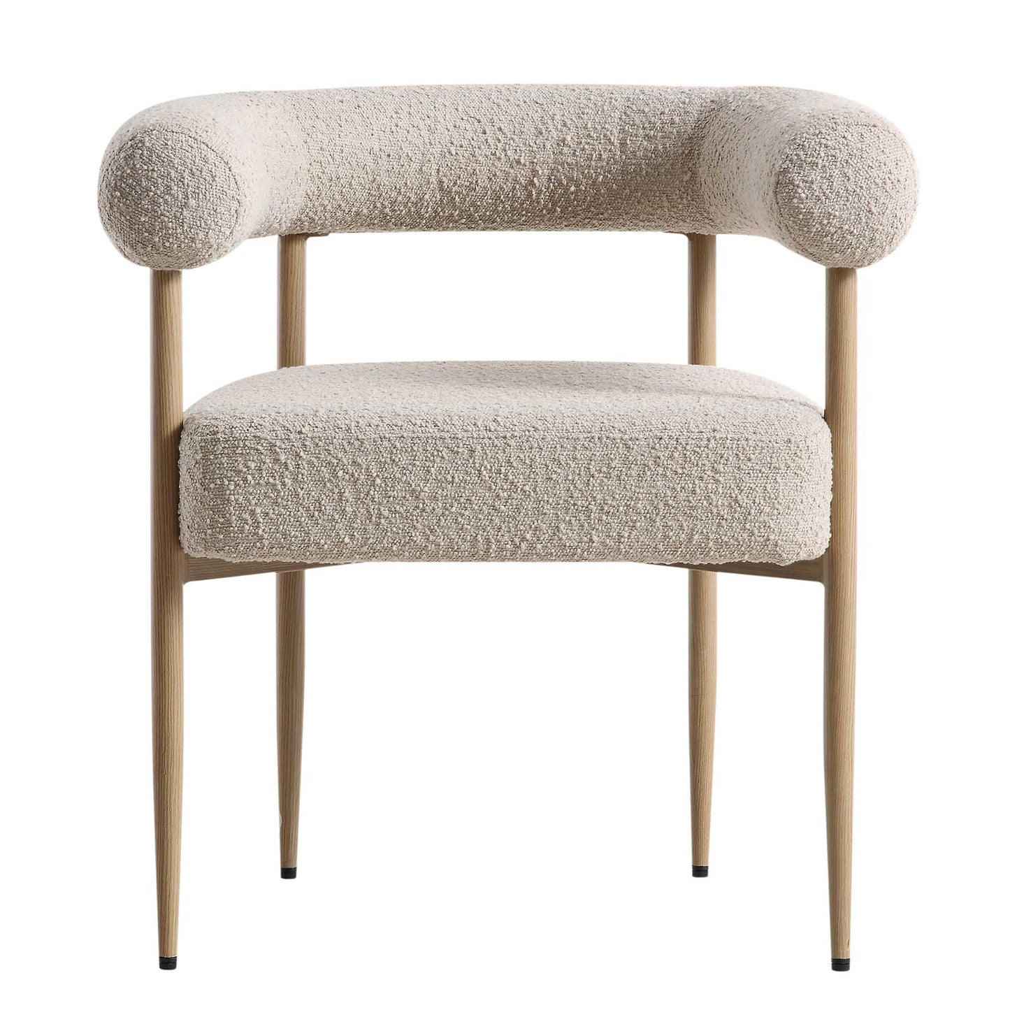 Chaise de salle à manger Fulbourn Taupe Boucle avec pieds effet bois naturel