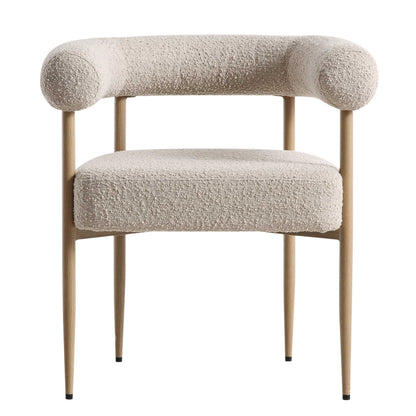 Chaise de salle à manger Fulbourn Taupe Boucle avec pieds effet bois naturel