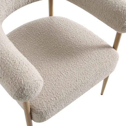 Chaise de salle à manger Fulbourn Taupe Boucle avec pieds effet bois naturel