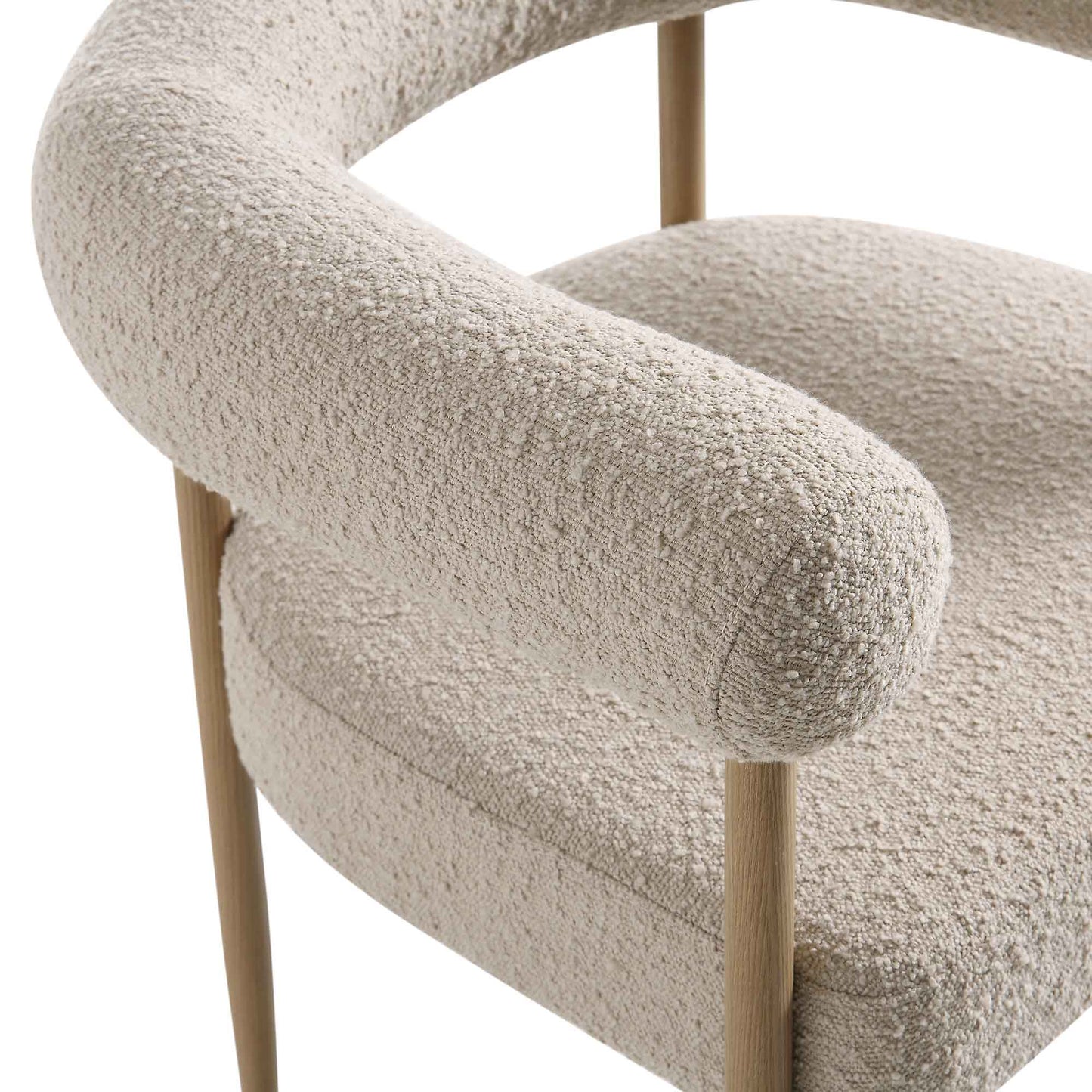 Chaise de salle à manger Fulbourn Taupe Boucle avec pieds effet bois naturel