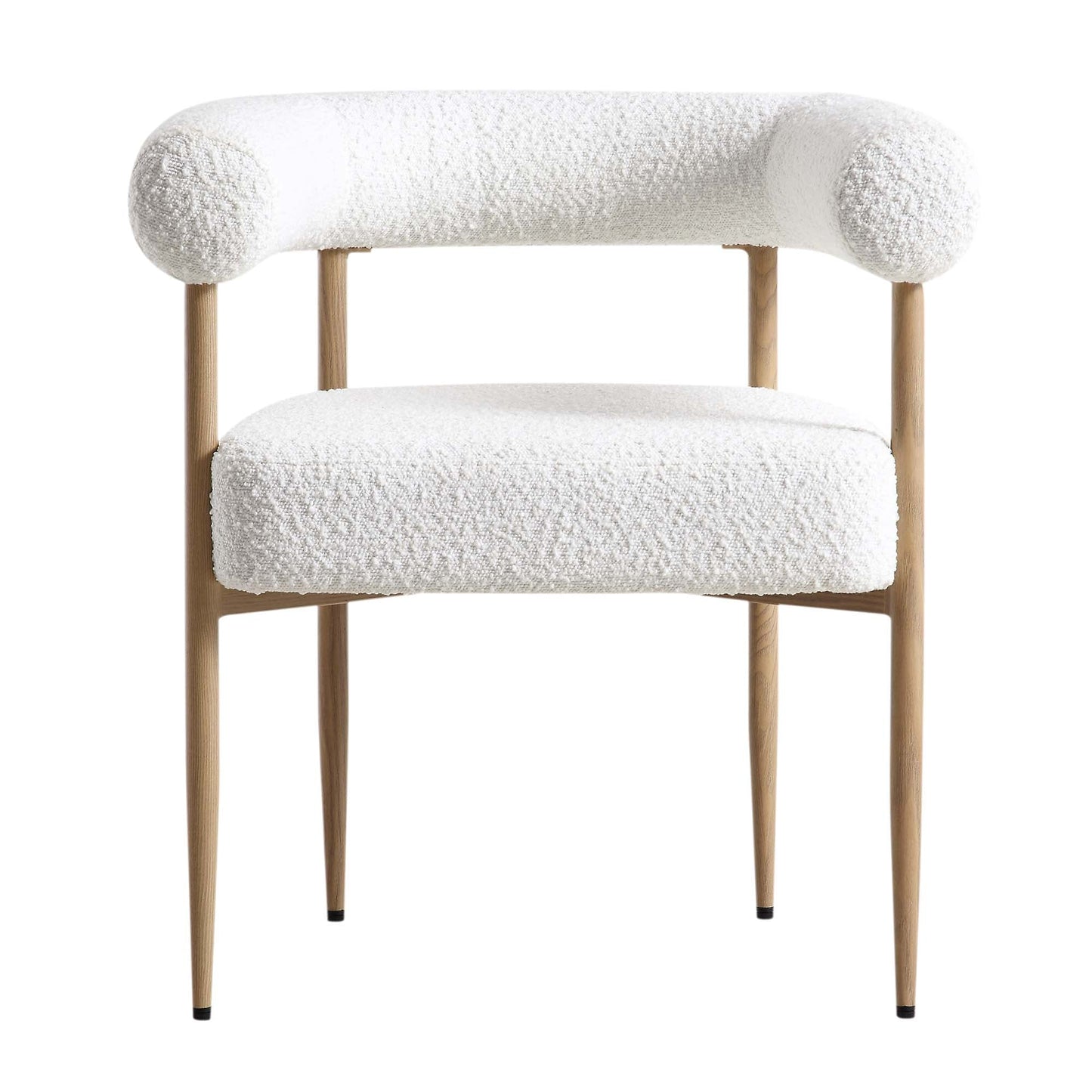 Chaise de salle à manger Fulbourn blanche bouclée avec pieds effet bois naturel