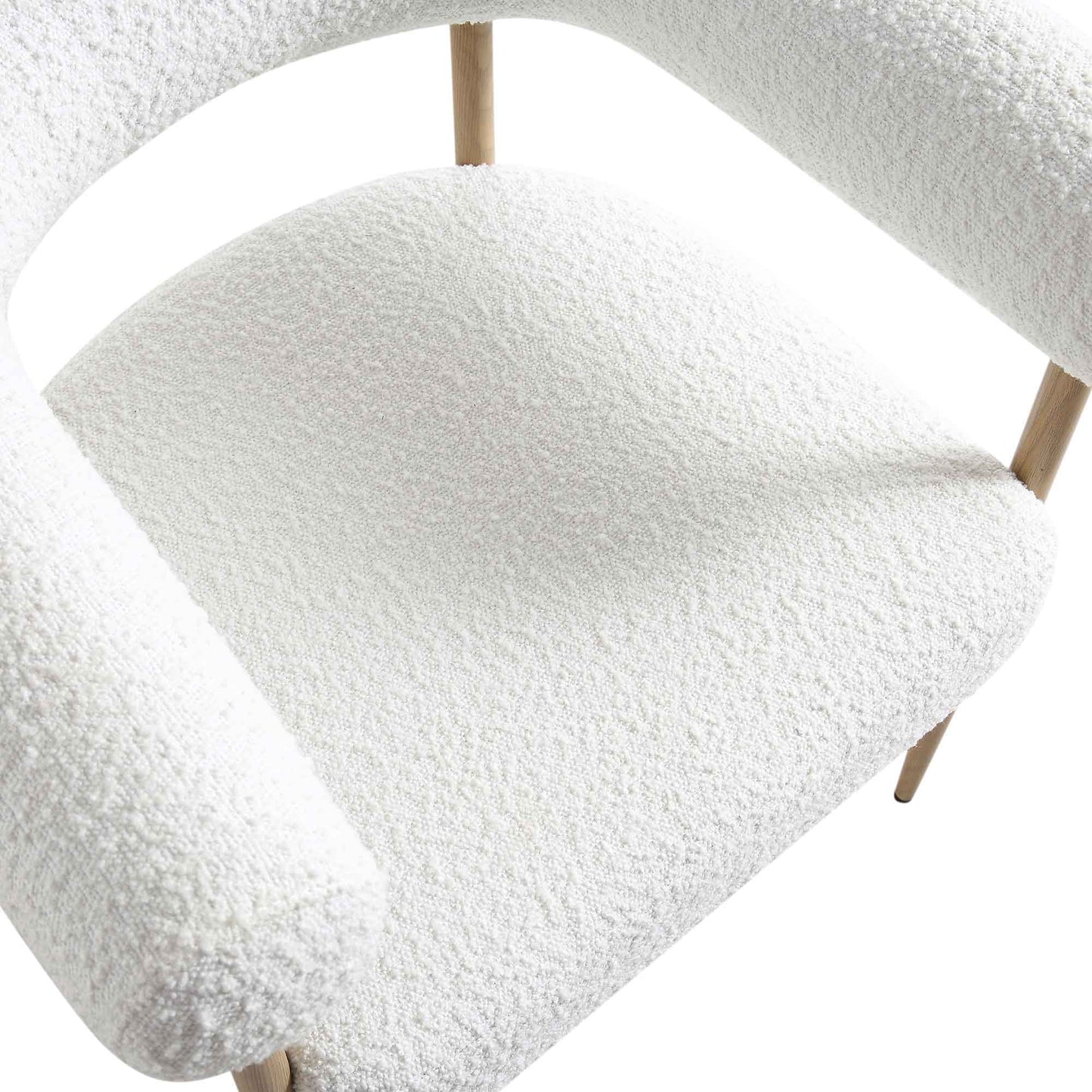 Chaise de salle à manger Fulbourn blanche bouclée avec pieds effet bois naturel