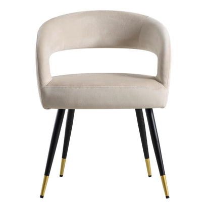 Ensemble de 2 chaises de salle à manger en velours champagne Laurel Wave