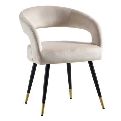 Ensemble de 2 chaises de salle à manger en velours champagne Laurel Wave