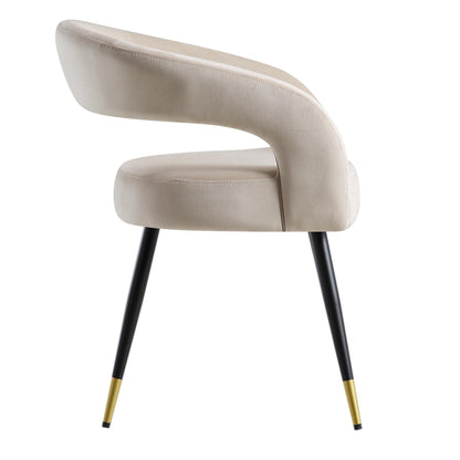 Ensemble de 2 chaises de salle à manger en velours champagne Laurel Wave