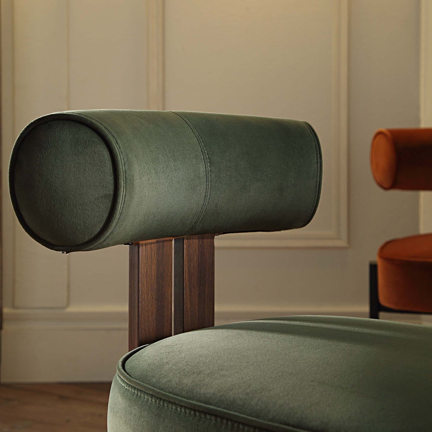 Chaise de salle à manger en velours vert mousse Ophelia