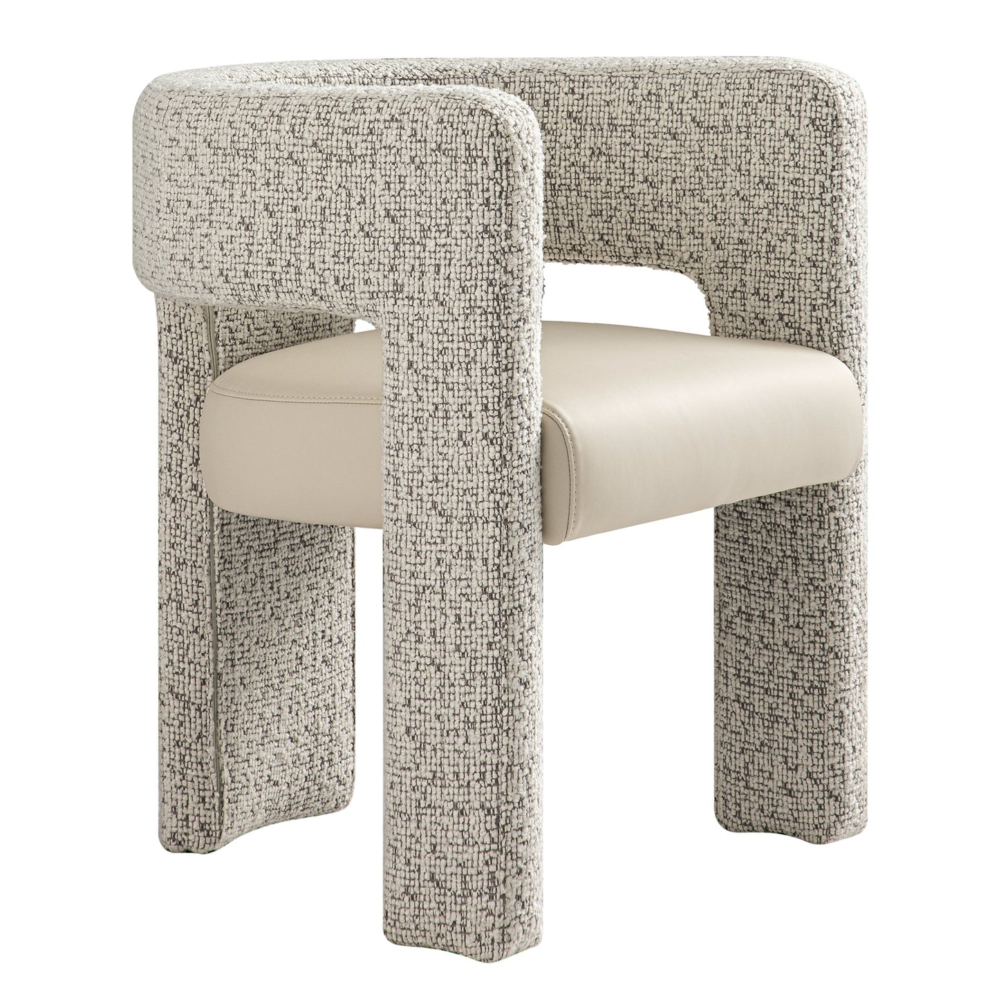 Chaise de salle à manger Greenwich Taupe Boucle et siège en similicuir beige